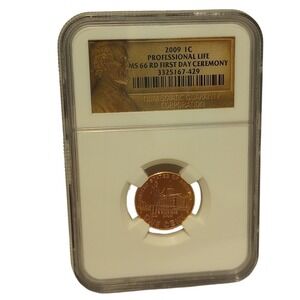 2009 1C Professional Life Lincoln Cent NGC MS 66 RD First Day Ceremony Penny